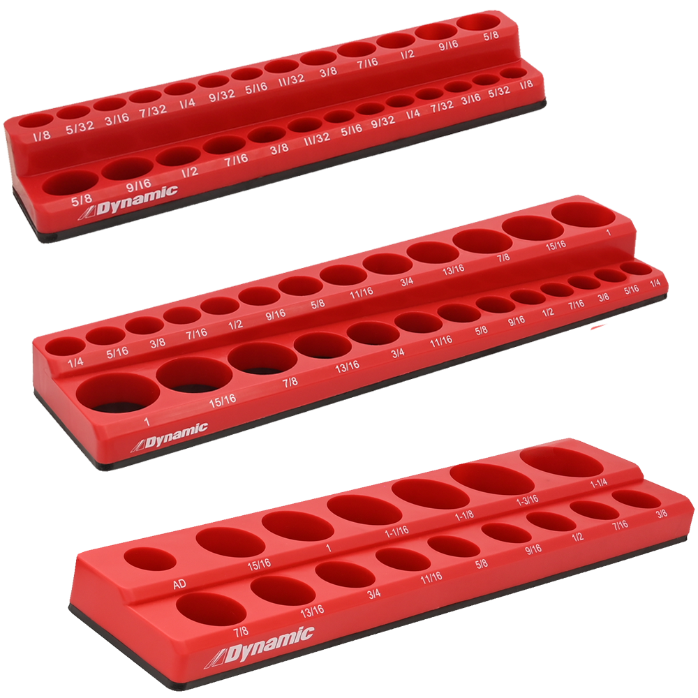 3 Piece Magnetic SAE Socket Organizer Set